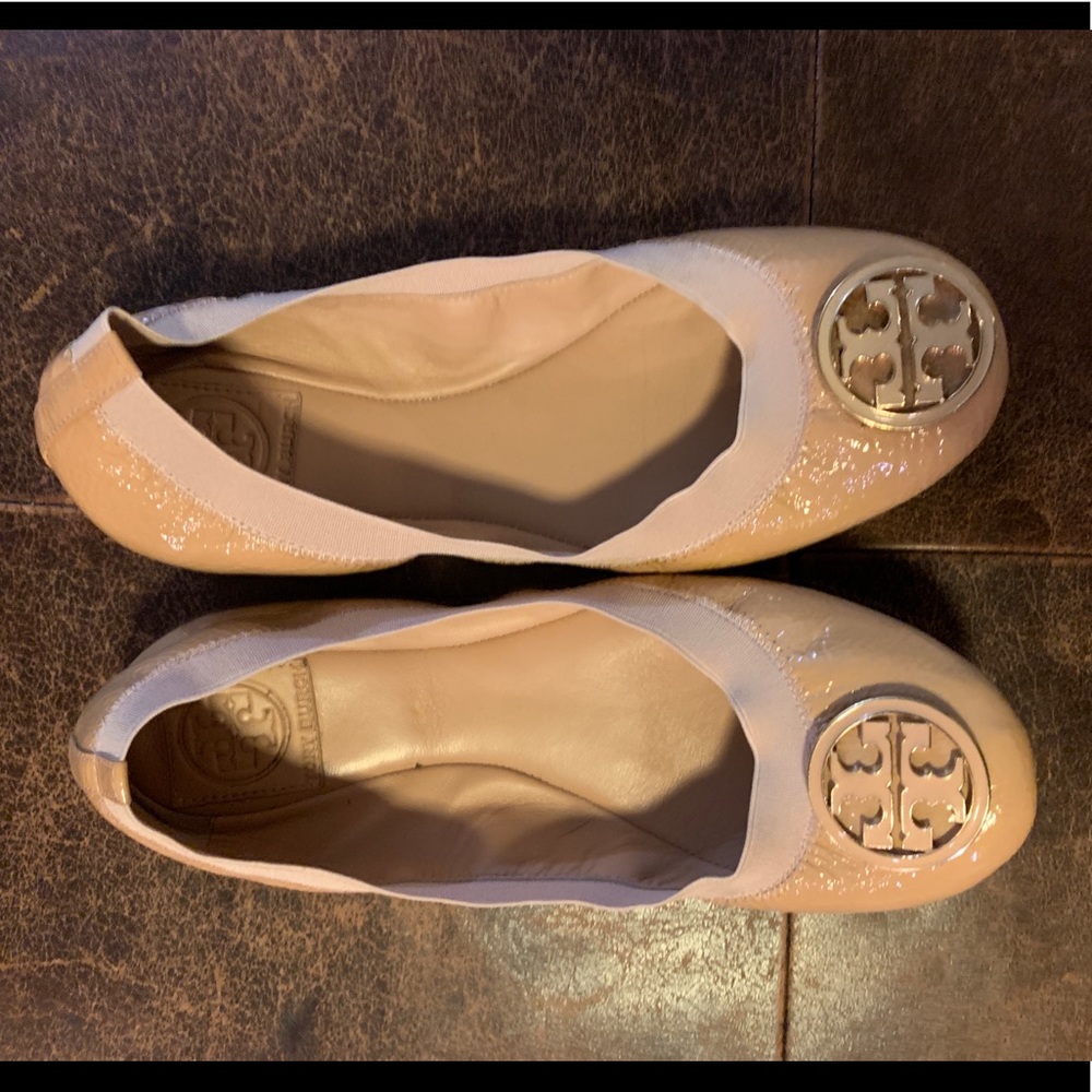 Tory Burch Caroline Leather Ballet Logo Flats
